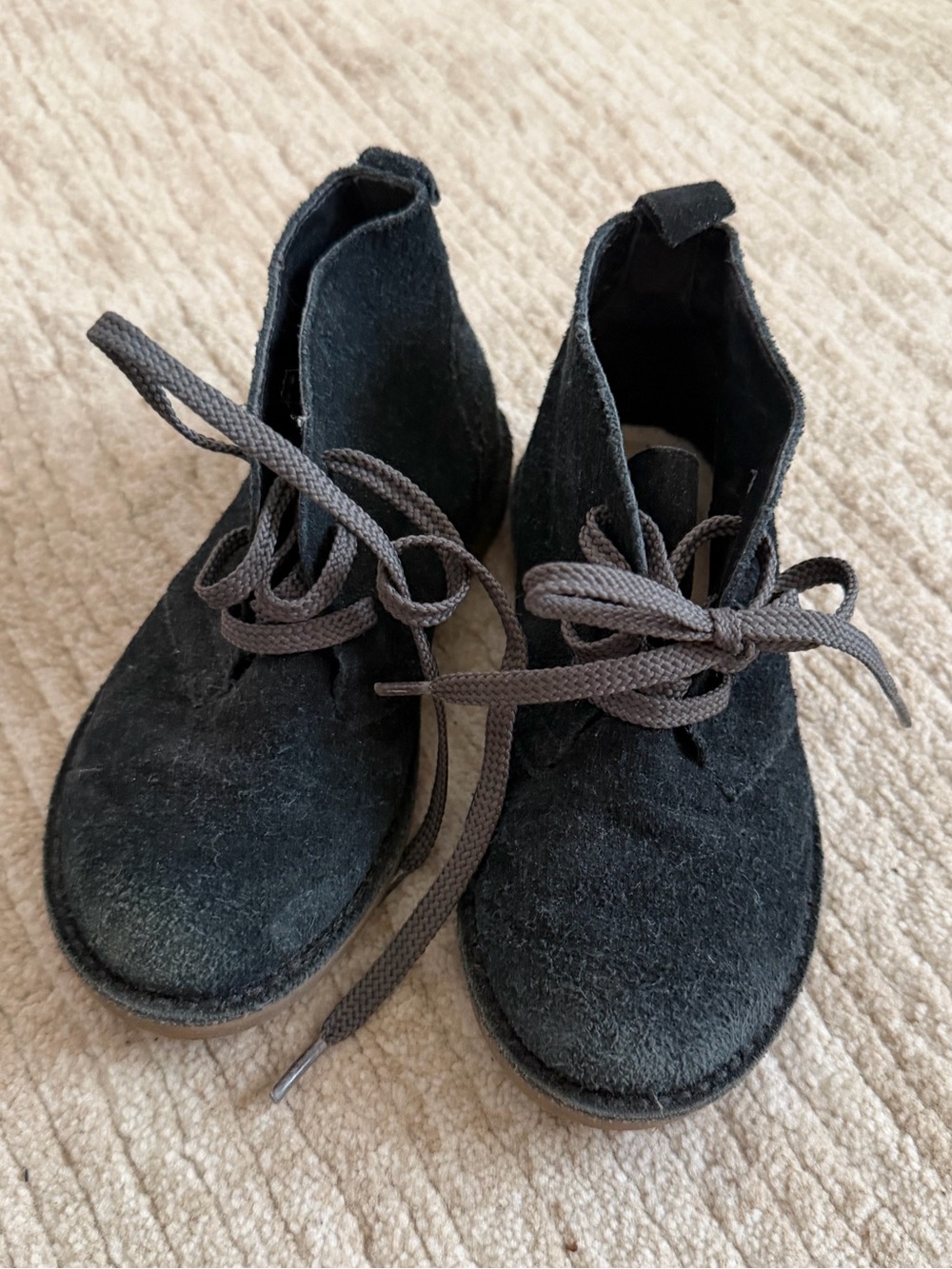 Lands' End Black Suede Kids Lace-Up Ankle Boots Sz 10M